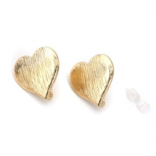 DoreenBeads Zinc Based Alloy Ear Post Stud Earrings Findings Heart Drop Styles Gold W/ Open Loop DIY Charms 19mm x 19mm, 10 PCs 2024 - buy cheap