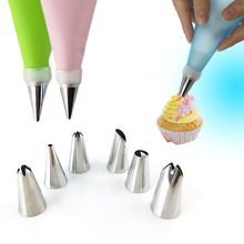 8Pcs/lot New Kitchen Accessories Silicone Icing Piping Cream Pastry Bag 6 Stainless Steel Nozzles Set DIY Cake Decorating Sets 2024 - buy cheap