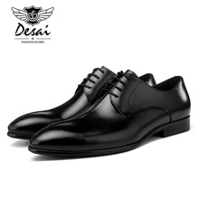 2019 Primavera Nova Inglaterra Apontou Sapatos de Couro Camada Superior de Couro Genuíno dos homens Vestido de Negócios Sapatos Formal Sapatos Grande Projeto 2024 - compre barato