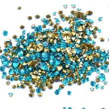 Aquamarine escuro cor resina strass atacado pointback cola em contas muitos tamanhos arte do prego casamento vestido decoração diy 2024 - compre barato