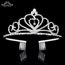 Свадебная тиара с кристаллами для свадьбы короны принцессы королевы для конкурса выпускного вечера Тиара повязка на голову свадебные аксессуары для волос 2024 - купить недорого