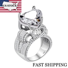 Anéis de noivado e coração uloveido, conjunto de anel feminino com pedra zircônia cúbica 2024 - compre barato