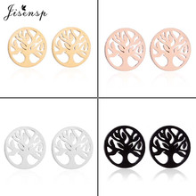 Jisensp-pendientes de acero inoxidable Vintage Life Trees para hombre y mujer, aretes étnicos redondos, joyas de moda, el mejor regalo 2024 - compra barato