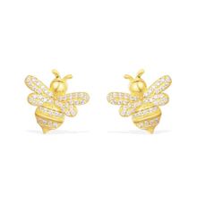 【MeiBaPJ】Fashion Lady Simple Golden Honeybee Stud Earrings Genuine 925 Sterling Silver Earrings Jewelry For Women 2024 - buy cheap