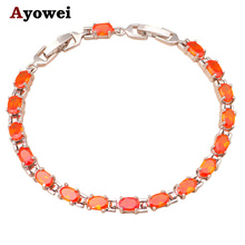Очаровательные браслеты для женщин, с оранжевым кристаллом и Цирконом класса ААА, серебряные, не содержат никеля и свинца, модные украшения TBS721A 2024 - купить недорого