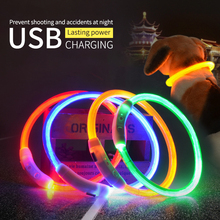 Новинка перезаряжаемый через порт USB ошейник для собак USB зарядка светодиодный мигающий ночной ошейник для собак светящийся безопасный ошейник для щенков 2024 - купить недорого