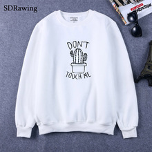 Funny 2020 DON'T TOUGH ME Cactus Print Women Sweatshirts Cotton Casual Funny Sweatshirts For Girl Top Hipster Tumblr Drop Ship 2024 - buy cheap