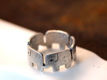 Anel de banda de elefante prata antigo, animal, ideia de presente de joias 2024 - compre barato