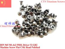 DIN 965 M1.4 Titanium screws M1.4x2 M1.4x3 M1.4x4 M1.4x5 M1.4x6 M1.4x8 M1.4x10 Flat Head 0# Phillips Driver Ti GR2 Polished 2024 - buy cheap
