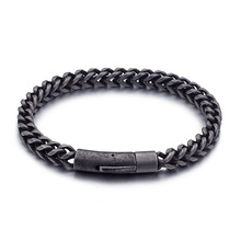 wide 8mm 8.66'' Vintage Black Solid Stainless Steel Charming Figaro Chain Bracelet Classic Hip-Hop Jewlery for Boys Mens 2024 - buy cheap