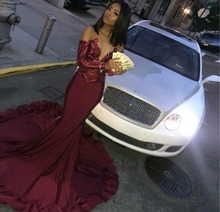 Burgundy Mermaid Prom Dresses 2019 South African Black Girls Holidays Graduation Wear Party Gowns Plus Size Custom Made 2024 - buy cheap