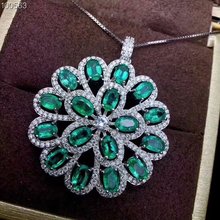 925 silver inlaid with natural emerald pendant Emerald pendant Precious stones Exquisite jewelry. Birthday gift. 2024 - buy cheap