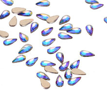 Cuentas de Cristal AB con forma de gota de lluvia para decoración de uñas, diamantes de imitación de Cristal AB con parte trasera plana, para boda, diseño de personalidad, 30 Uds. 2024 - compra barato