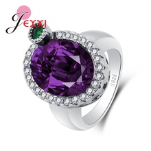 High Quality Big Oval Clear Purple Crystal 925 Sterling Silver   Ring For Women Female Party Wedding Jewelry 2024 - buy cheap
