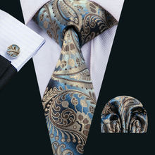 FA-1514 2018 New Arrive Fashion Ties For Men Brown Paisley Jacquard Woven Necktie Hanky Cufflinks For Wedding Party Freeshipping 2024 - buy cheap