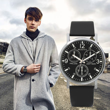 Новые модные кварцевые мужские часы, часы с синим стеклом и кожаным ремешком, мужские наручные часы, дешевые мужские часы, мужские часы 2024 - купить недорого
