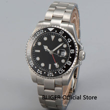 43mm BLIGER GMT men's watch Black dial super luminous sapphire glass ceramic bezel Automatic movement wristwatch B36 2024 - buy cheap
