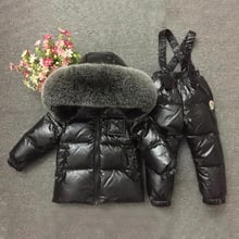 Conjuntos de ropa de invierno para bebé, peto Jackdts de piel Real, trajes de ropa para niña, trajes de nieve cálidos para niño pequeño 2019 2024 - compra barato