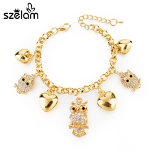 Szelam Crystal Owl Pendant Bracelet Female Heart Love Charm Bracelets For Women Gold Jewelry Pulseras SBR160024 2024 - buy cheap