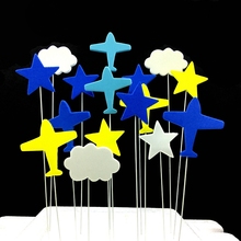 1Set/lot Aircraft Cloud Stars Airplane Helicopter Cake Topper Picks Cupcake Wire Decoration Flags Kids Birthday Party Supplies 2024 - buy cheap