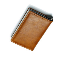 Benvimed-carteira masculina antifurto, vintage, de couro, para cartão de crédito, bloqueio de fotos, unissex, bolsa de metal de alumínio d169 2024 - compre barato