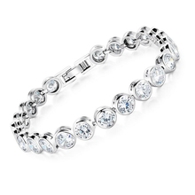 Tennis Bracelet Round Cut Clear Zirconia White Gold Filled Trendy Womens Bracelet Chain 18cm Long 2024 - buy cheap