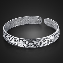 Pulseira de prata esterlina 925, bracelete feminino de prata esterlina sólida da da moda, pulseira para restaurar o caminho antigo de mulheres, joia 2024 - compre barato