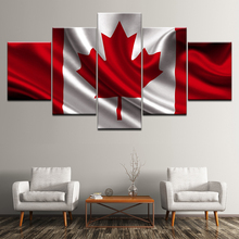 Pintura em tela canadá bandeira fundo 5 peças pintura da arte parede modular papéis de parede cartaz impressão para sala estar decoração casa 2024 - compre barato