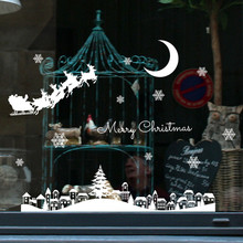 Feliz Navidad restaurante centro comercial decoración nieve para ventana extraíble pegatinas decoración de pared decoración de habitación decoración de pared @ W2 2024 - compra barato