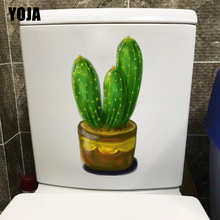YOJA-Cactus pintado a mano de dibujos animados para habitación de niños, pegatina de pared para asiento de inodoro, WC, decoración, 12x23,4 CM, T1-1243 2024 - compra barato