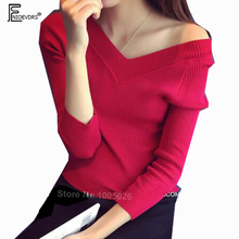 Cute Sweet Tops Women Autumn Basic Wear Off Shoulder Sweaters Orange White Black Red Knitted Pullover Short Crop Top Sweaters 2024 - buy cheap