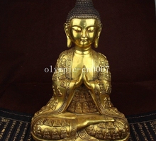 16'' bronze copper gild carvings more buddha design seated Sakyamuni tathagata 2024 - buy cheap