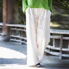 Pantalones de lino y algodón para mujer, pantalón largo de pierna ancha, elástico, lavado, Vintage, chino, Primavera, 2016 2024 - compra barato