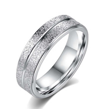 2018 New Fashion Wedding Rings Stainless Steel Double Row Frosted Rings Titanium Steel For Women Men 2024 - buy cheap