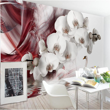 wellyu Modern aesthetic butterfly orchid TV background wall custom large mural green wallpaper papel de parede para quarto 2024 - buy cheap