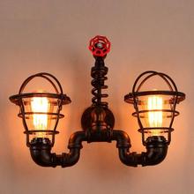 Lámpara con diseño de tubería Vintage, estilo Loft, Industrial, accesorios de pared para bar, candelabro de pared de hierro Edison, iluminación interior 2024 - compra barato