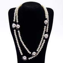 Long Style Latest Popular New Statement Jewelry Black & White Women Elegant Simulated Pearl Beads Necklace 2024 - buy cheap
