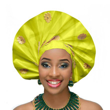 Free shipping african fashion gele headtie african turban for women fan sego headtie already made 2024 - buy cheap