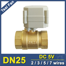 2 Way Brass 1" Motorized Ball Valve Full Port BSP Or NPT Thread DC5V 2/3/5/7 Wires DN25 Automated Valve 2024 - buy cheap