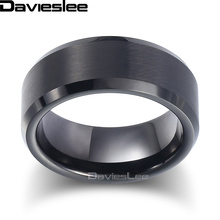 Davieslee acabamento fosco anel de banda de casamento para homens carboneto de tungstênio preto anel de noivado para jóias masculinas atacado 8mm dtr04 2024 - compre barato