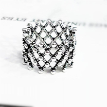 Креативные геометрические сетчатые ретро тайские серебряные полые 925 пробы серебряные женские кольца с изменяемым размером SRI402 2024 - купить недорого