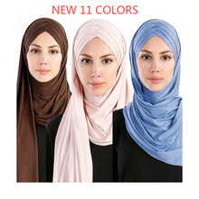2019 lenço de algodão liso com bolhas feminino, echarpe hijab com envoltório sólido instantâneo, chales femininos, foulard feminino muçulmano, loja hijabs pronto para usar 2024 - compre barato