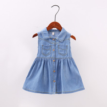 2021 New Kids Clothes Pretty Infant Baby Girls Dresses Casual Cute Sleeve Denim Princess Pageant Party Casual Tutu Dress Girl 2024 - buy cheap