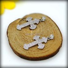 Micro pave Clear CZ Arrow Shaped Cross Charms Pendants Silver Plated, Cubic Zirconia Pave on Copper Approx 28*17 mm 2024 - buy cheap