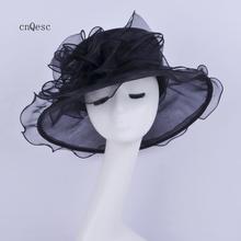 2019 черная Маленькая шляпа из органзы, формальное платье, шляпа для Кентукки Дерби, церковные Свадебные гонки Вечерние 2024 - купить недорого