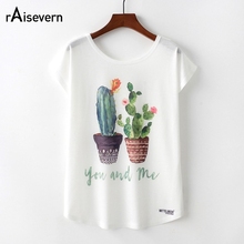 Camiseta con estampado de unicornio para Mujer, camiseta informal de Cactus/flamenco para Mujer, Camisetas Kawaii para Mujer 2019 2024 - compra barato