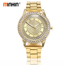 MINHIN Luxury Brand Women Bracelet Watch Gold/Silver Steel Band Quartz Wristwatch Dress Business Ladies Rhinestone Relogio 2024 - buy cheap