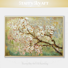 Skilled Artist Pure Hand-painted High Quality Blooming Floral Oil Painting on Canvas Beautiful Flower Peach Branch Oil Painting 2024 - buy cheap