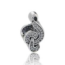 Pulseira pandora com berloque original, novo, prata esterlina 925, música romântica, entalhado, miçangas de prata, faça você mesmo, joia talismã fl637 2024 - compre barato