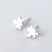 100% 925 Sterling Silver Jewelry Fashion Cute Tiny 6mmX6mm Creative Puzzle Stud Earrings Gift For Girls Kids Lady 2024 - buy cheap